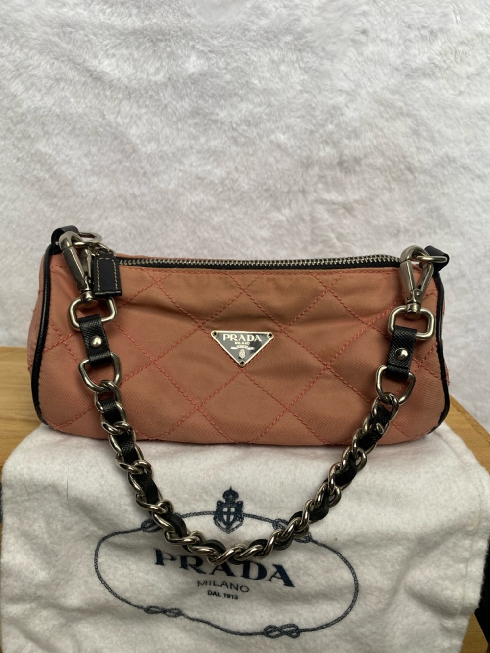 Prada Quilted Mini Barrell Bag in Dusty Rose